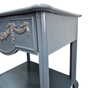 French Provincial Style Upcycled Slate Blue Wooden Side Table