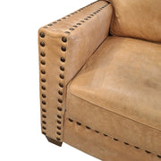 Timeless Tan Leather Sofa with Brass Accents by THE ONE