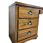 Vintage Oak Student Kneehole Writing Desk with Industrial Metal Pulls