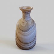 Swirling Alabaster Style Art Glass Brown Agate Swirl Vase