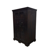 Ornate Dark Wood Cabinet with Metal Accents