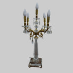 Ornate Crystal and Gold Five Light Candelabra Table Lamp