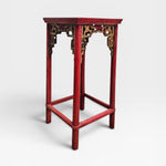 Antique Red Lacquer Horseshoe Armchairs and Tea Table Set