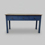 Upcycled Navy Blue Three Drawer Wooden Console Table