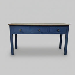Upcycled Navy Blue Three Drawer Wooden Console Table