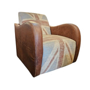 Bold British Heritage Union Jack Fabric and Leather Club Armchair