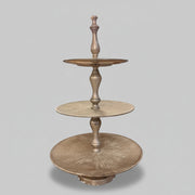 Gleaming Muted Brass Three Tier Serving Display Stand