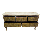 Rustic Bohemian Embossed Brass & Wood Sideboard
