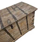 Rustic Reclaimed Wood Storage Trunk with Iron Detailing