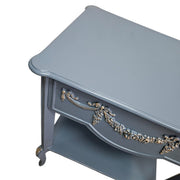 French Provincial Style Upcycled Slate Blue Wooden Side Table