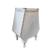 Rare Lloyd Loom Hexagon White Linen Basket with Glass Top