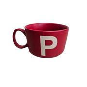 Crate & Barrel Red Ceramic Letter C Holiday Monogram Jumbo Mug