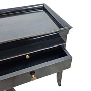 Classic Midnight Black Nightstand with Brass Accents