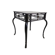 Neoclassical Style Wrought Iron Glass Top Side Table