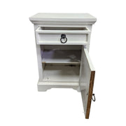 Rustic Farmhouse White Wooden Bedside Nightstand Cabinet