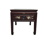 Elegant Rosewood Side Table with Mother-of-Pearl Inlay