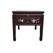 Elegant Rosewood Side Table with Mother-of-Pearl Inlay
