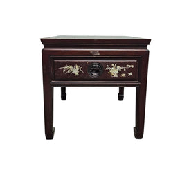 Elegant Rosewood Side Table with Mother-of-Pearl Inlay