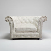Regal White Speckled Chesterfield Armchair with Roll Arms