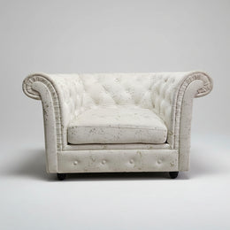 Regal White Speckled Chesterfield Armchair with Roll Arms