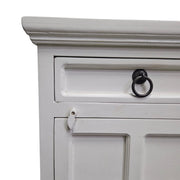 Rustic Farmhouse White Wooden Bedside Nightstand Cabinet