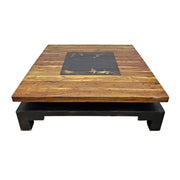 Zen Two-Tier Square Coffee Table with Slate Inlay