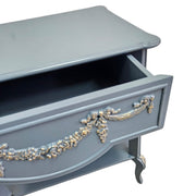 French Provincial Style Upcycled Slate Blue Wooden Side Table