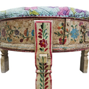 Hand-Painted Bohemian Floral Low Stool