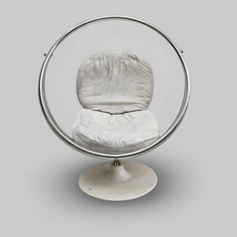 Futuristic Clear Acrylic Pedestal Bubble Chair with White Base