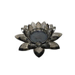 Faceted Smoked Brown Glass Lotus Flower Tealight Candle Holder