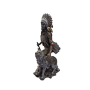 Tribal Warrior with Wolf Figurine