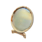 Sculptural Swirling Marble Round Tabletop Mirror with Matching Stand