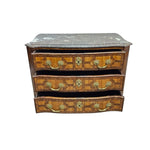 French-Style Inlaid Walnut Commode with Marble Top