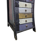 Playful Multicolour Hand Painted Wooden Tallboy Chest of Drawers
