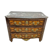 French-Style Inlaid Walnut Commode with Marble Top