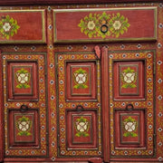 Hand-Painted Terracotta Floral Sideboard