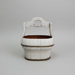 Rustic Shabby Chic Distressed White Wooden Barrel Basket