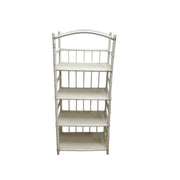 Vintage-Inspired White Bamboo 4-Tier Arched Bookshelf