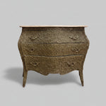 French Style Bombe Marble Top Textural 3 Drawer Commode