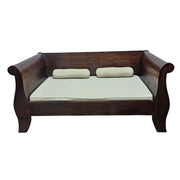 Grand Mahogany-Finish Sleigh Daybed with Bolster Accents