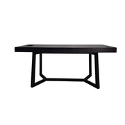 Modern Black Wood Desk with Geometric Base and Two Drawers