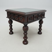 Elegant Mahogany Finished Side Table with Protective Glass Top