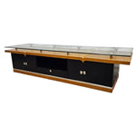 Streamlined Floating Glass Top Oak and Matte Black Media Console