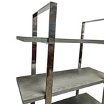 Contemporary Grey Wood and Polished Chrome 4-Tier Bookshelf