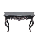 Upcycled Baroque Style Hand Carved Black Console Table