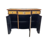 Ornate Italian Style Hand Painted Floral Inlay Wooden Sideboard Credenza