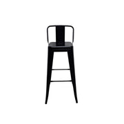 Industrial Style Black Metal Bar Stool with Backrest
