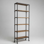 Industrial 6-Tier Reclaimed Wood and Iron Pipe Bookshelf