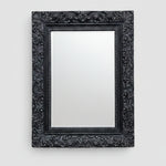 Ornate Rococo Style Matte Black Carved Upcycled Wall Mirror