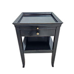 Classic Midnight Black Nightstand with Brass Accents